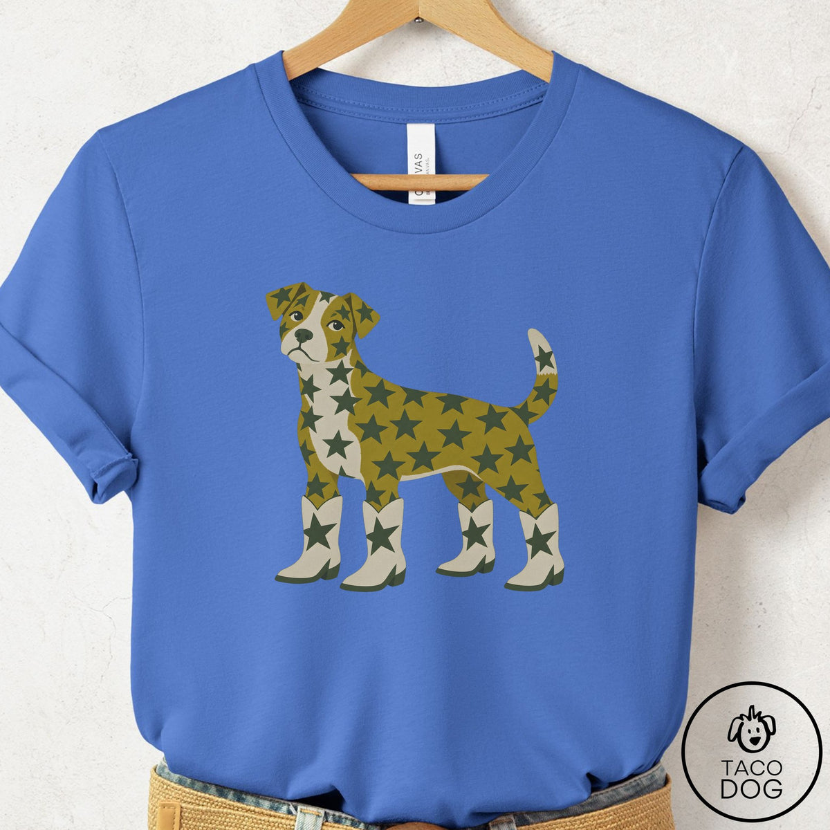 Jack Russell My Stars T-Shirt Columbia Blue Taco-Dog
