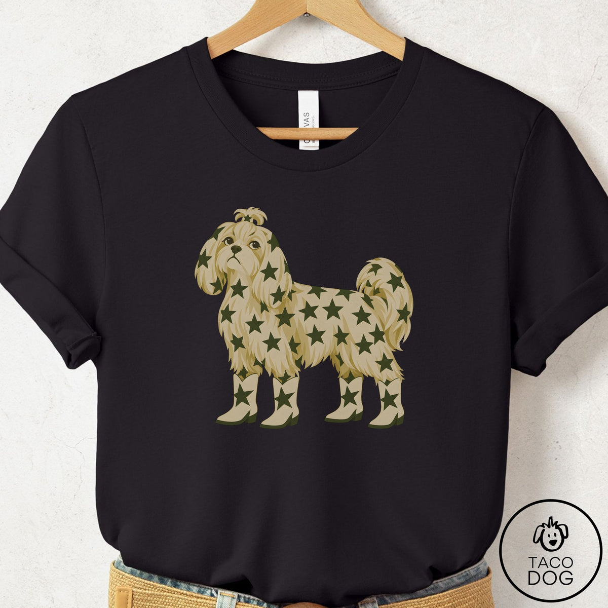 Maltese My Stars T-Shirt Black Taco-Dog