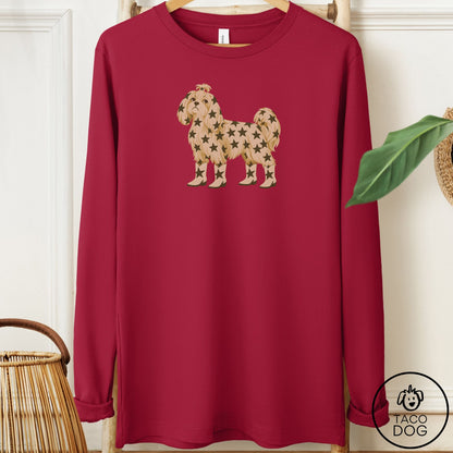 Maltese My Stars Long Sleeve Tee Cardinal Taco-Dog