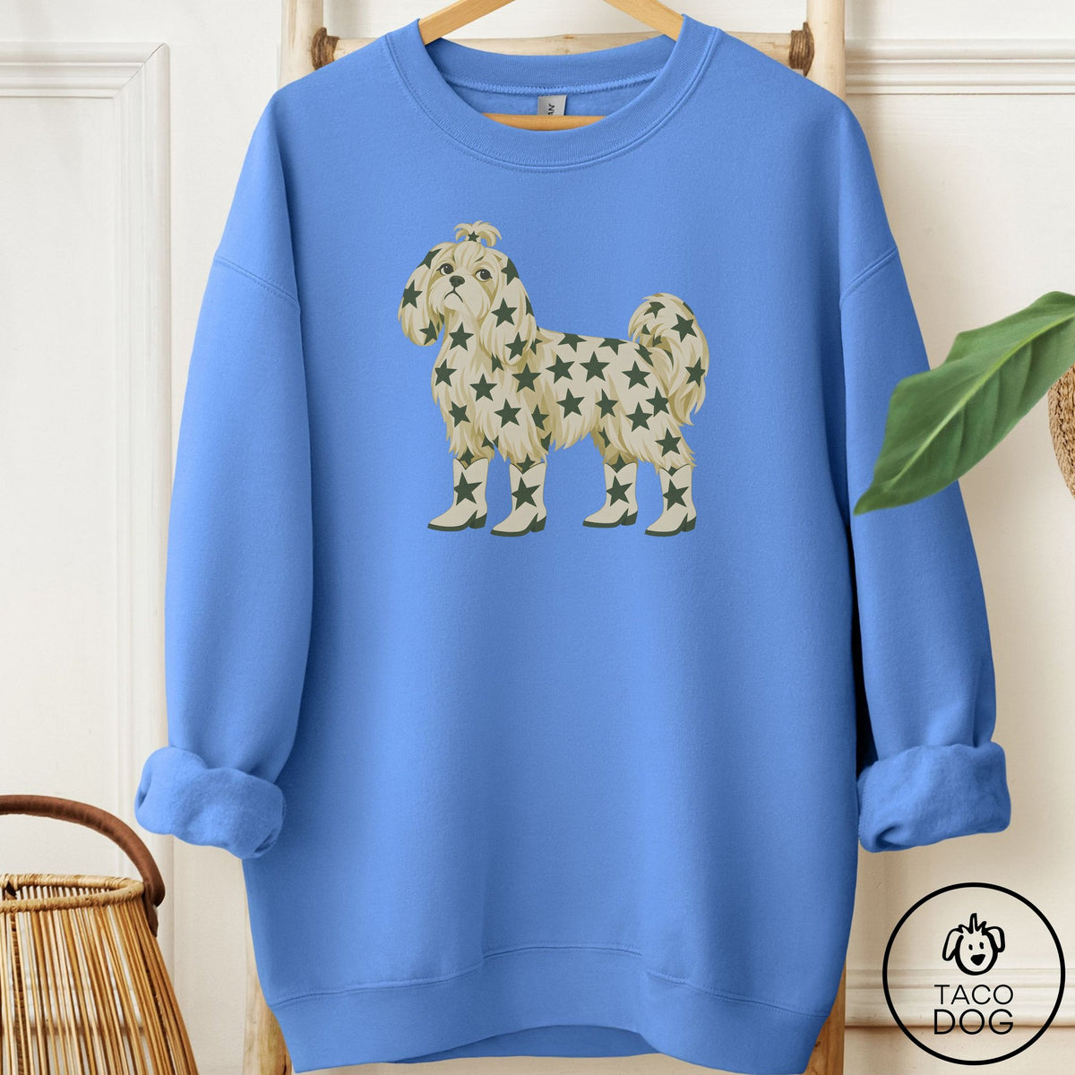 Maltese My Stars Sweatshirt Carolina Blue Taco-Dog