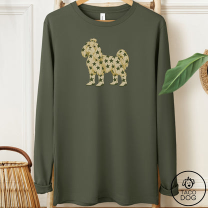 Maltese My Stars Long Sleeve Tee Military Green Taco-Dog