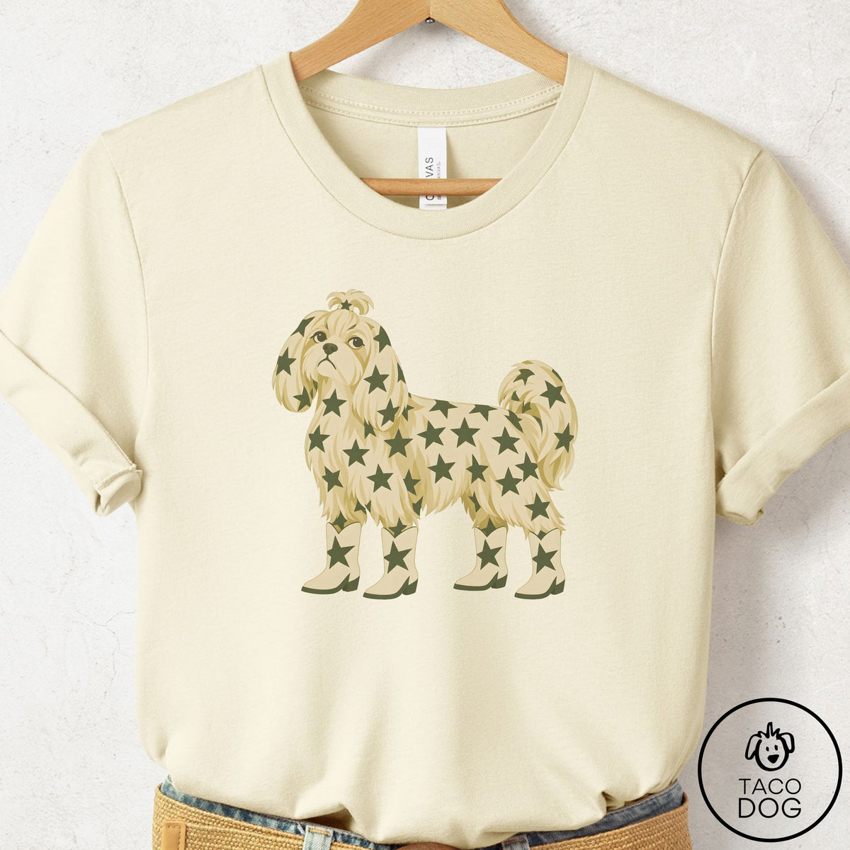 Maltese My Stars T-Shirt Natural Taco-Dog