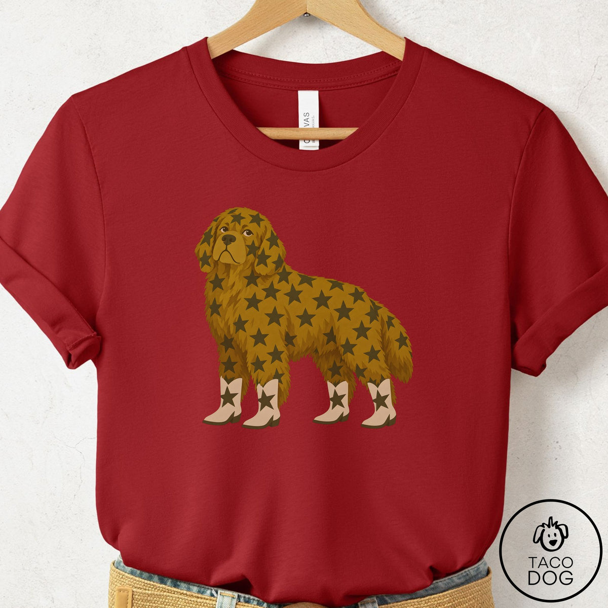 Newfoundland My Stars T-Shirt Canvas Red Taco-Dog