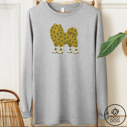Pomeranian My Stars Long Sleeve Tee Athletic Heather Taco-Dog