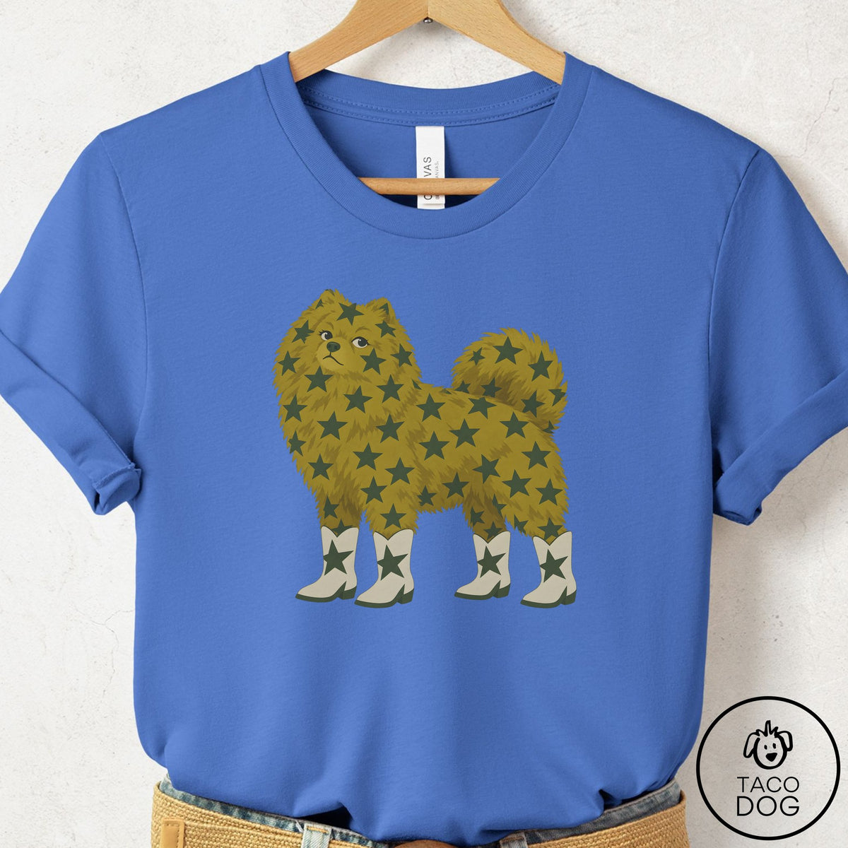Pomeranian My Stars T-Shirt Columbia Blue Taco-Dog
