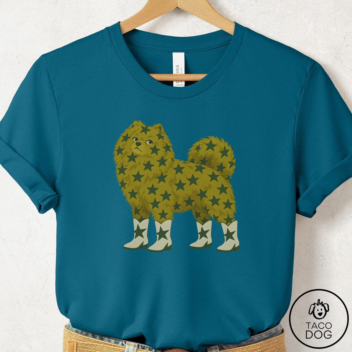 Pomeranian My Stars T-Shirt Deep Teal Taco-Dog