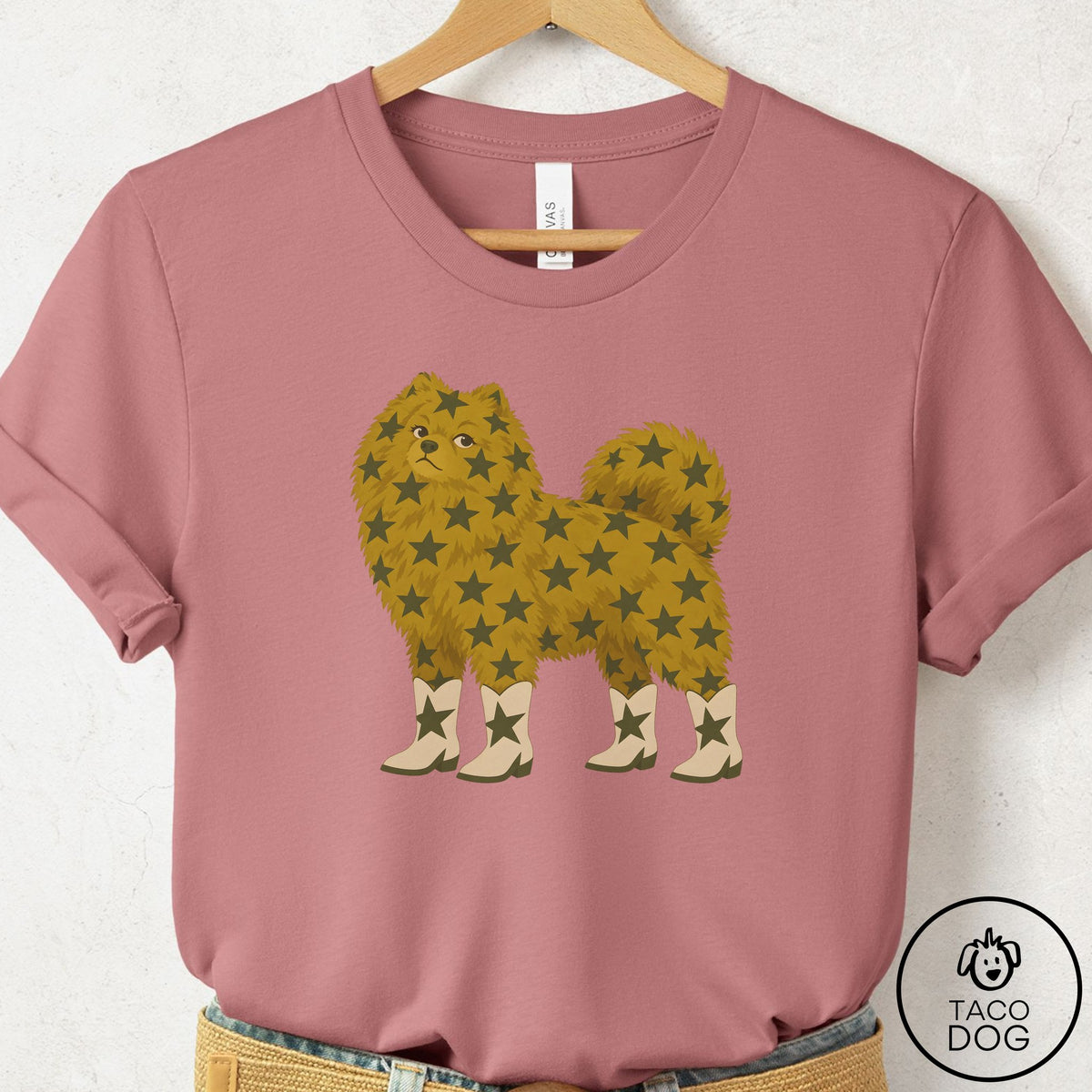 Pomeranian My Stars T-Shirt Mauve Taco-Dog