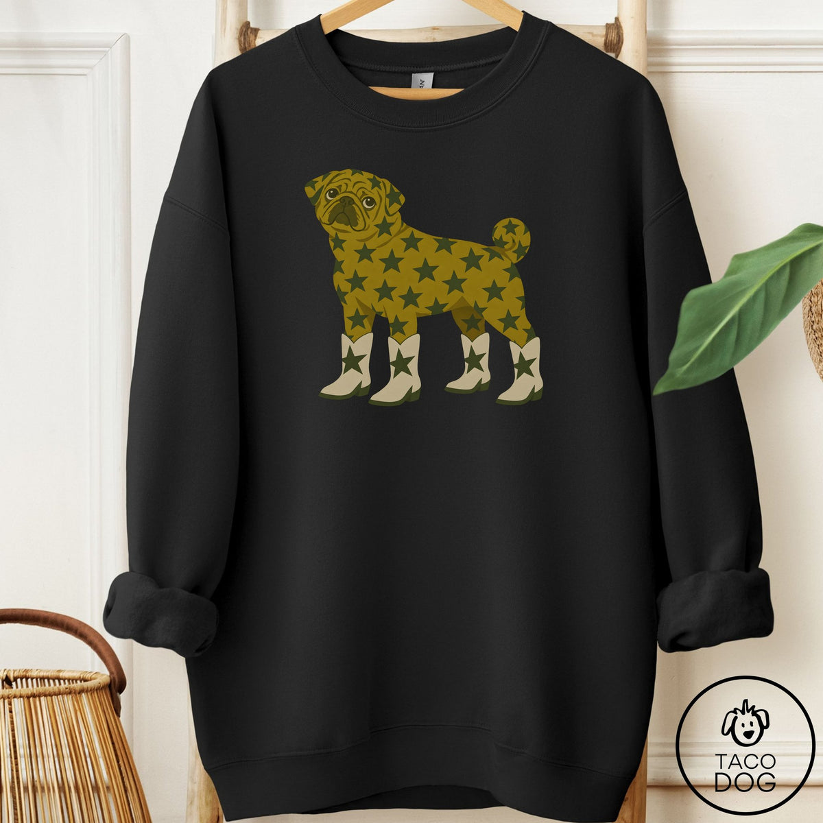 Pug My Stars Sweatshirt Black Taco-Dog