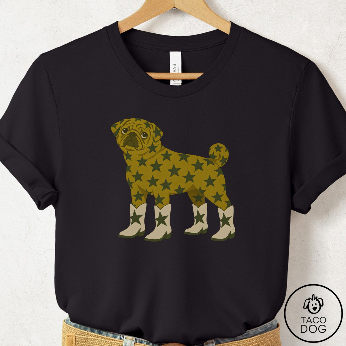 Pug My Stars T-Shirt Black Taco-Dog