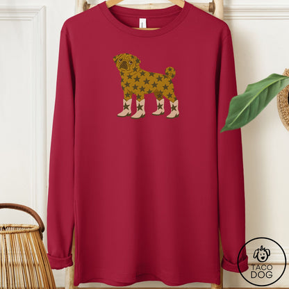 Pug My Stars Long Sleeve Tee Cardinal Taco-Dog