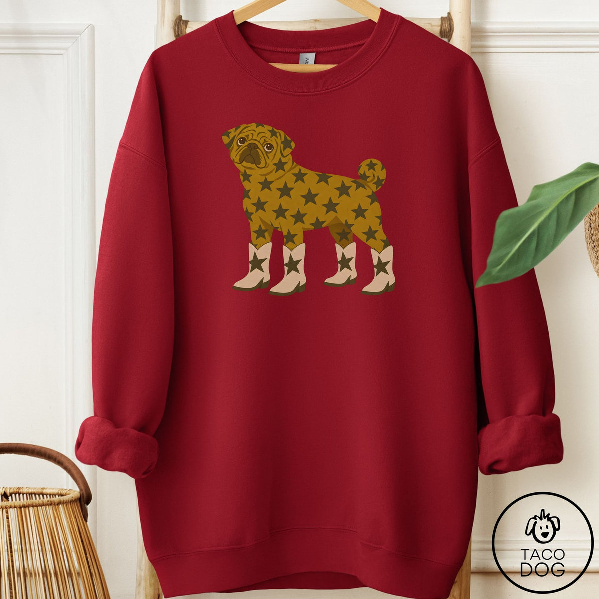 Pug My Stars Sweatshirt Garnet Taco-Dog