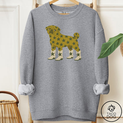 Pug My Stars Sweatshirt Graphite Heather Taco-Dog
