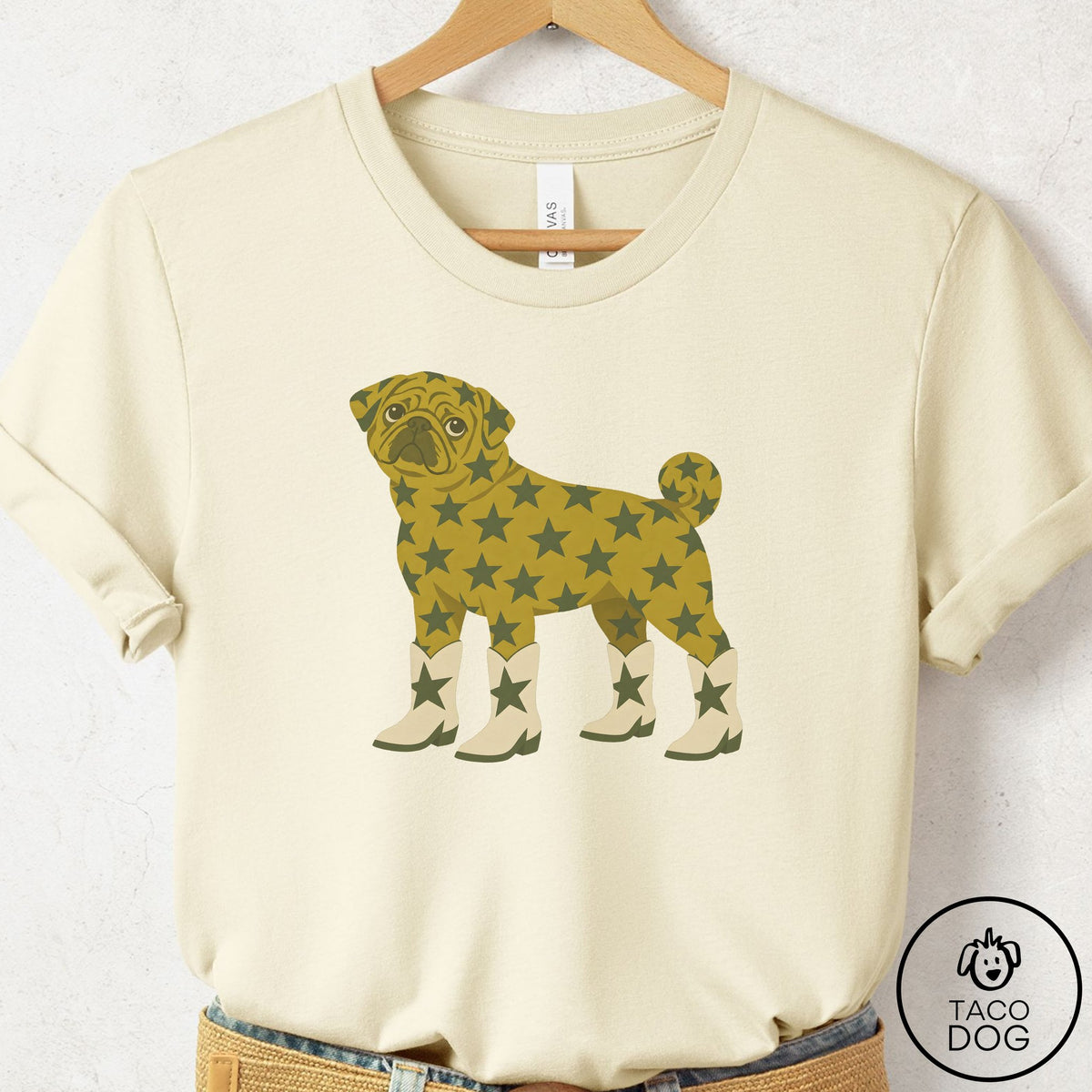 Pug My Stars T-Shirt Natural Taco-Dog