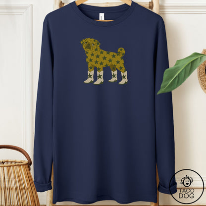 Pug My Stars Long Sleeve Tee Navy Taco-Dog