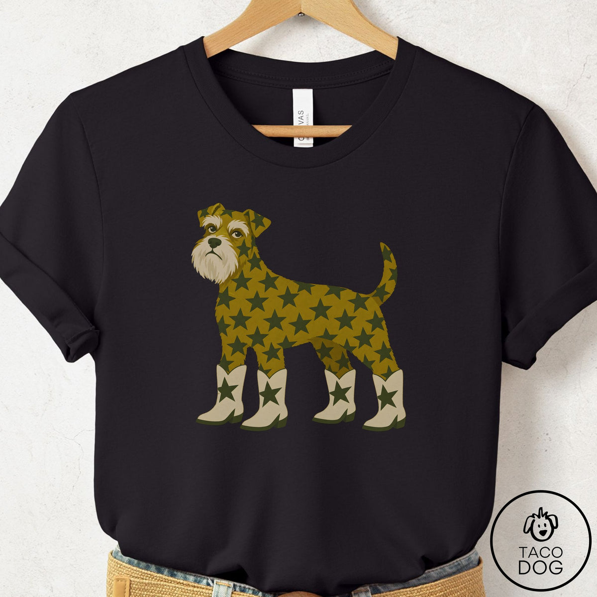Schnauzer My Stars T-Shirt Black Taco-Dog