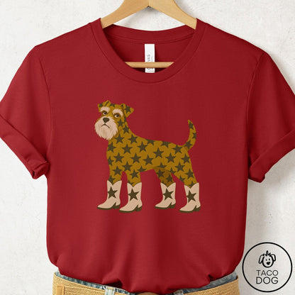 Schnauzer My Stars T-Shirt Canvas Red Taco-Dog