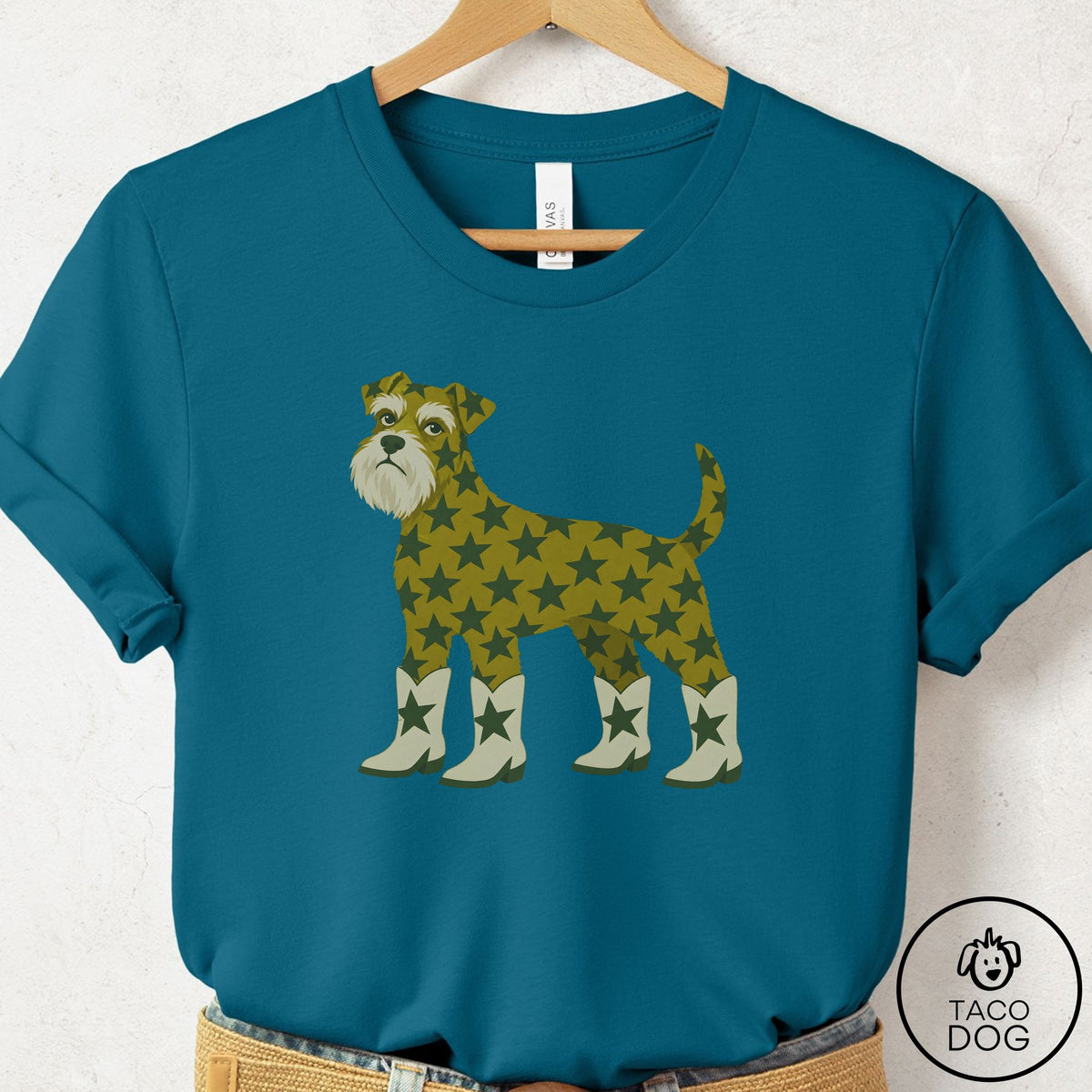 Schnauzer My Stars T-Shirt Deep Teal Taco-Dog