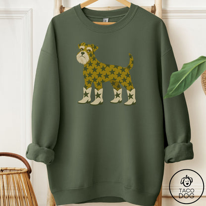 Schnauzer My Stars Sweatshirt Military Green Taco-Dog