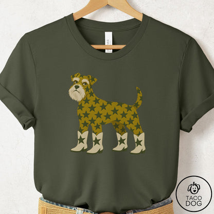 Schnauzer My Stars T-Shirt Military Green Taco-Dog