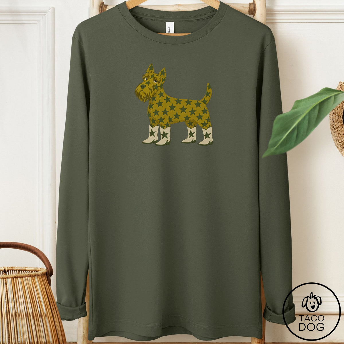 Scottie My Stars Long Sleeve Tee Military Green Taco-Dog