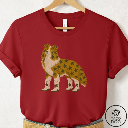 Shetland Sheepdog My Stars T-Shirt Canvas Red Taco-Dog
