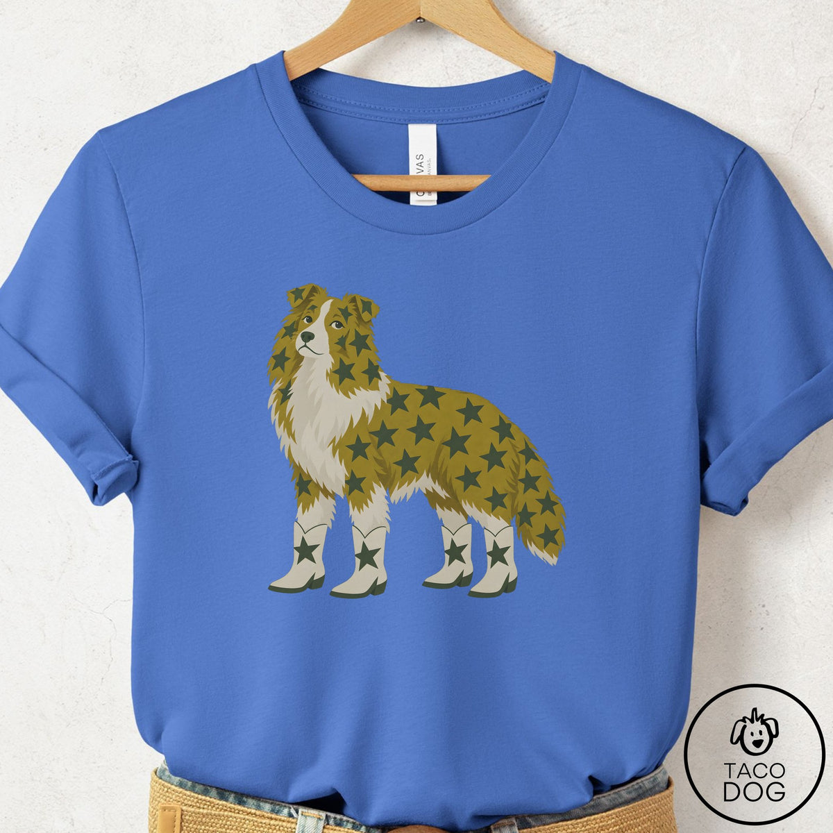 Shetland Sheepdog My Stars T-Shirt Columbia Blue Taco-Dog