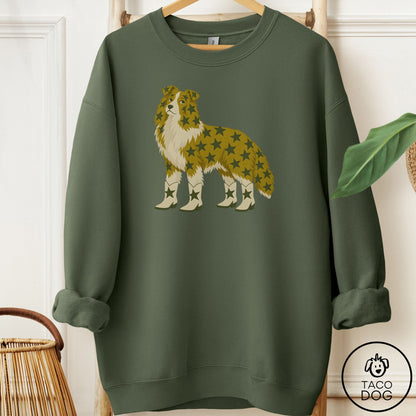 Shetland Sheepdog My Stars Sweatshirt Military Green Taco-Dog