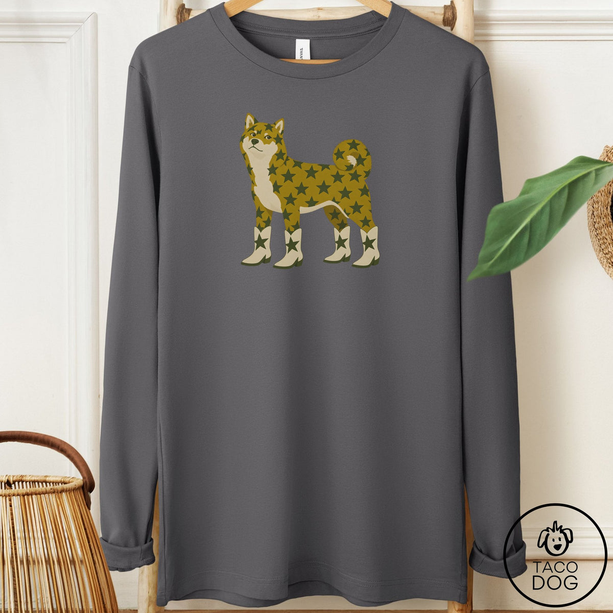 Shiba Inu My Stars Long Sleeve Tee Asphalt Taco-Dog