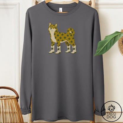 Shiba Inu My Stars Long Sleeve Tee Asphalt Taco-Dog
