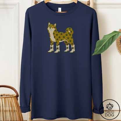 Shiba Inu My Stars Long Sleeve Tee Navy Taco-Dog