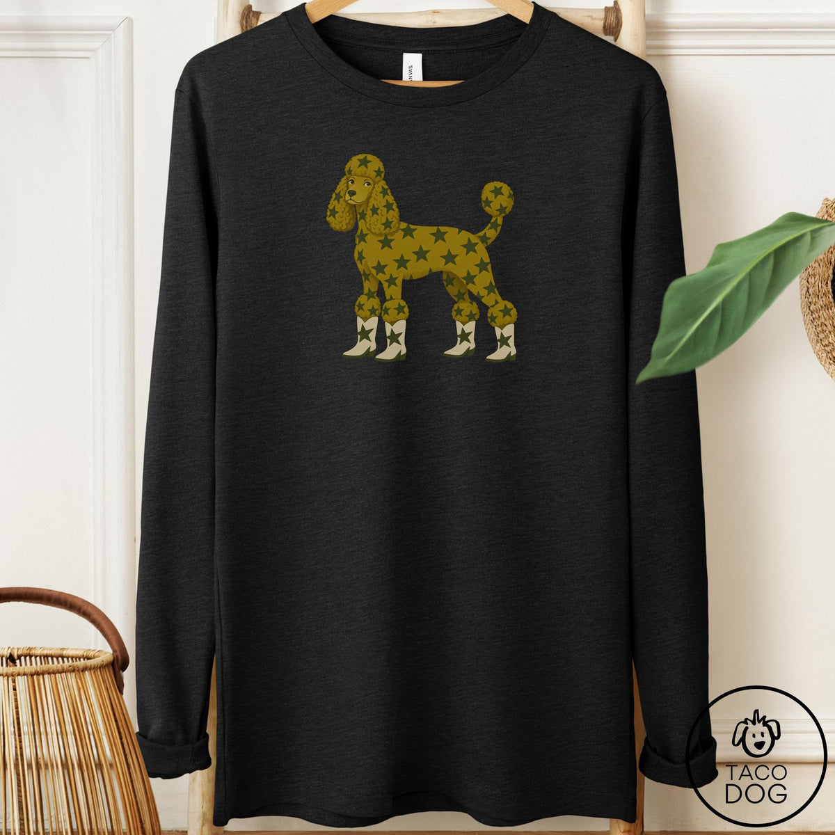 Poodle My Stars Long Sleeve Tee Black Heather Taco-Dog