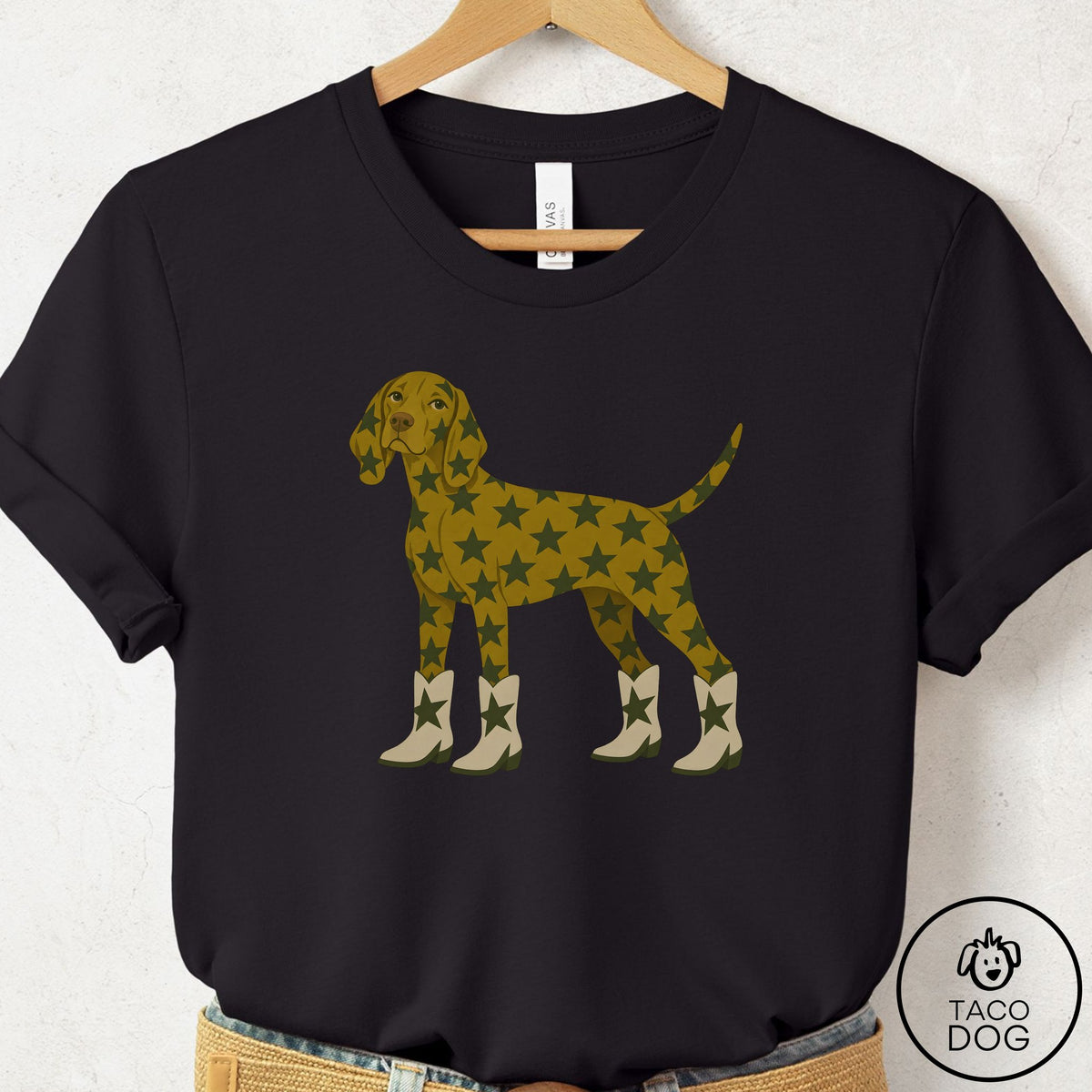 Vizsla My Stars T-Shirt Black Taco-Dog