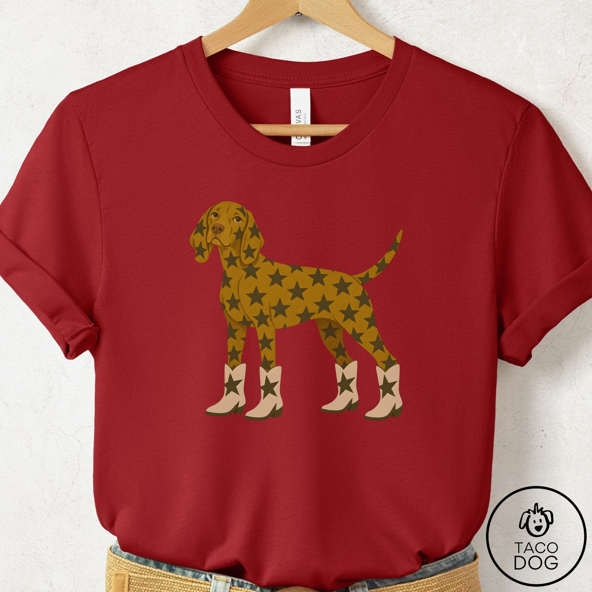 Vizsla My Stars T-Shirt Canvas Red Taco-Dog