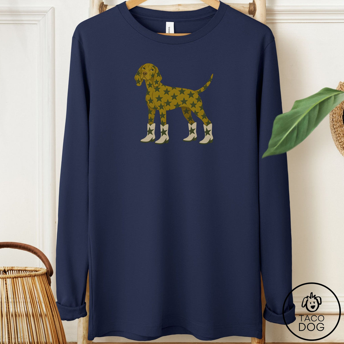 Vizsla My Stars Long Sleeve Tee Navy Taco-Dog