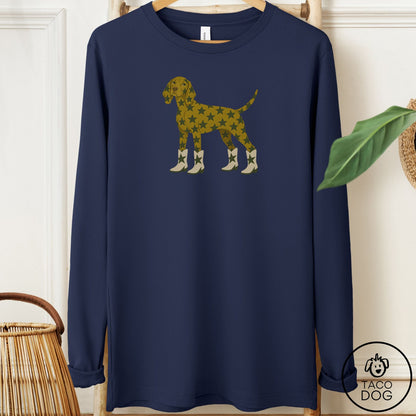 Vizsla My Stars Long Sleeve Tee Navy Taco-Dog