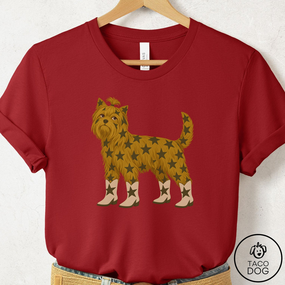Yorkshire Terrier Yorkie My Stars T-Shirt Canvas Red Taco-Dog