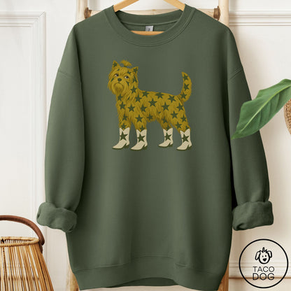 Yorkshire Terrier Yorkie My Stars Sweatshirt Military Green Taco-Dog