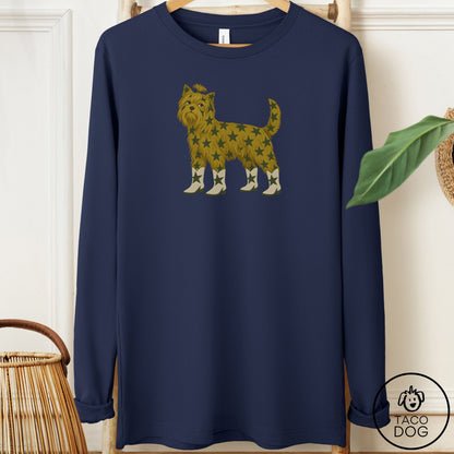 Yorkshire Terrier Yorkie My Stars Long Sleeve Tee Navy Taco-Dog