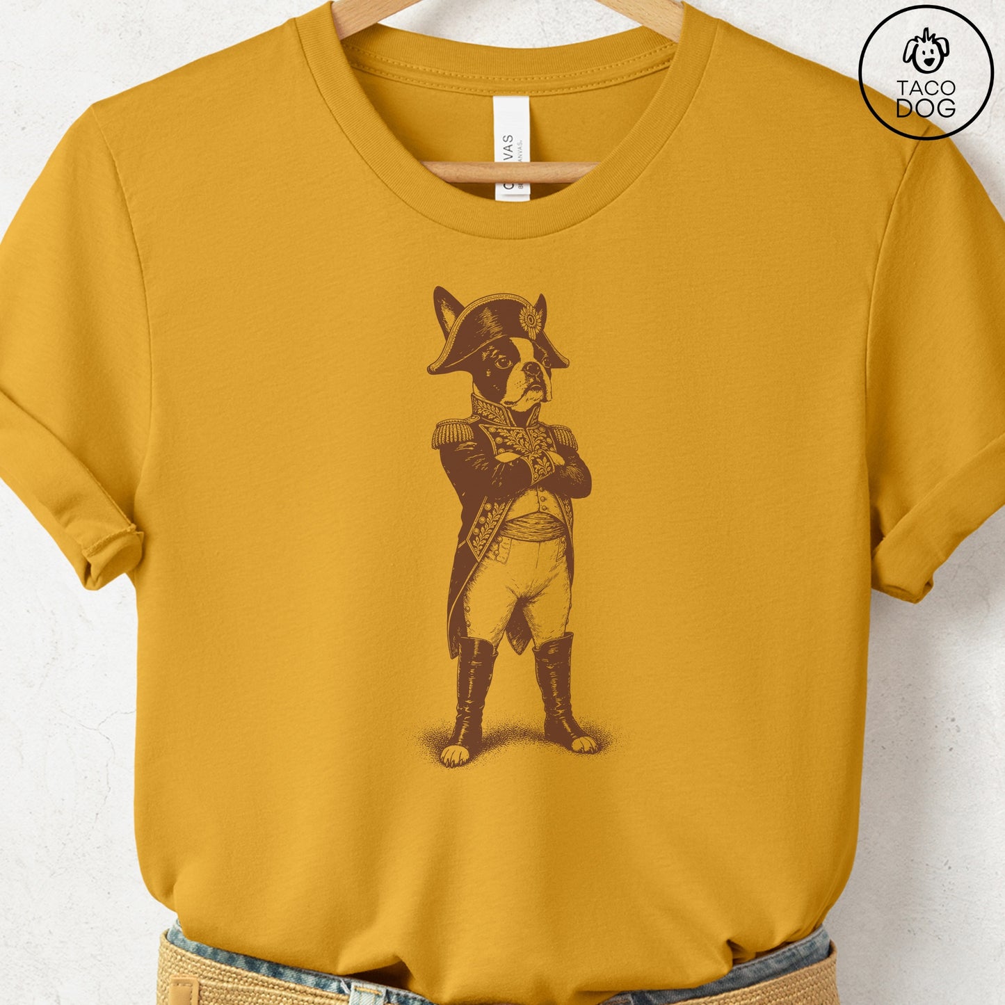 Boston Terrier Napoleon T-Shirt Mustard S Taco-Dog