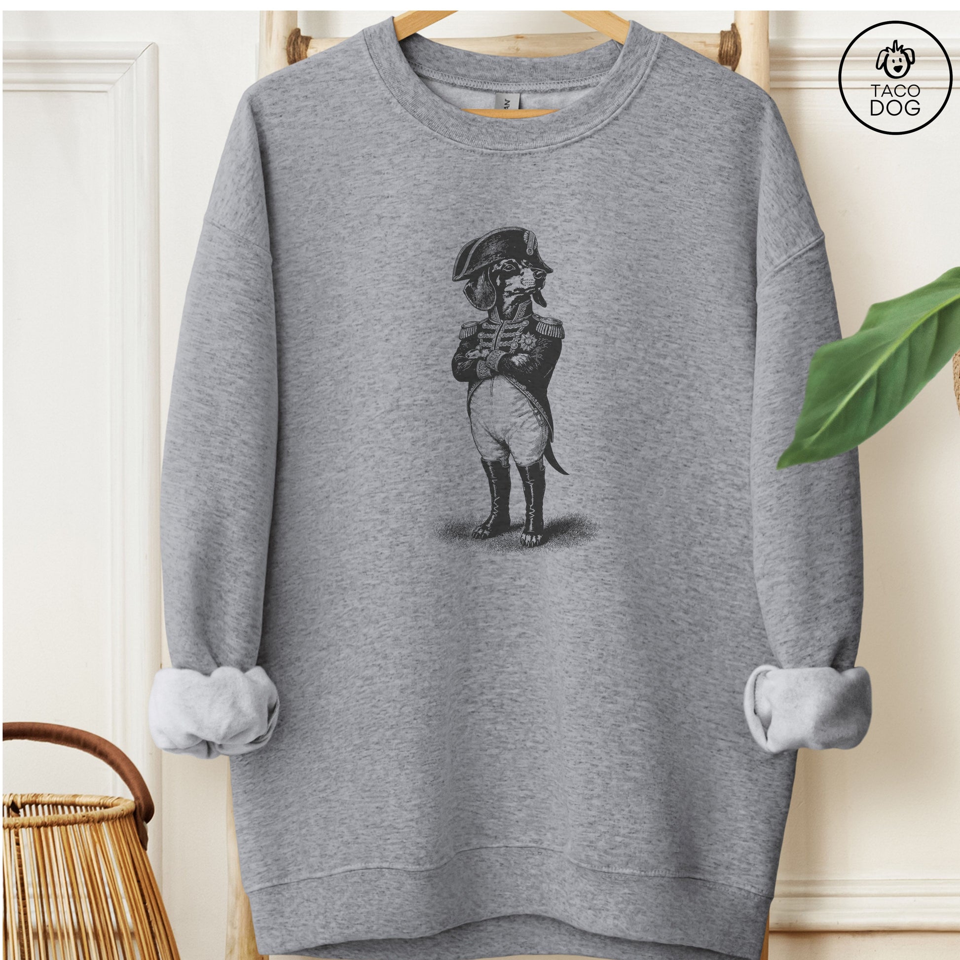 Dachshund Napoleon Sweatshirt Graphite Heather M Taco-Dog