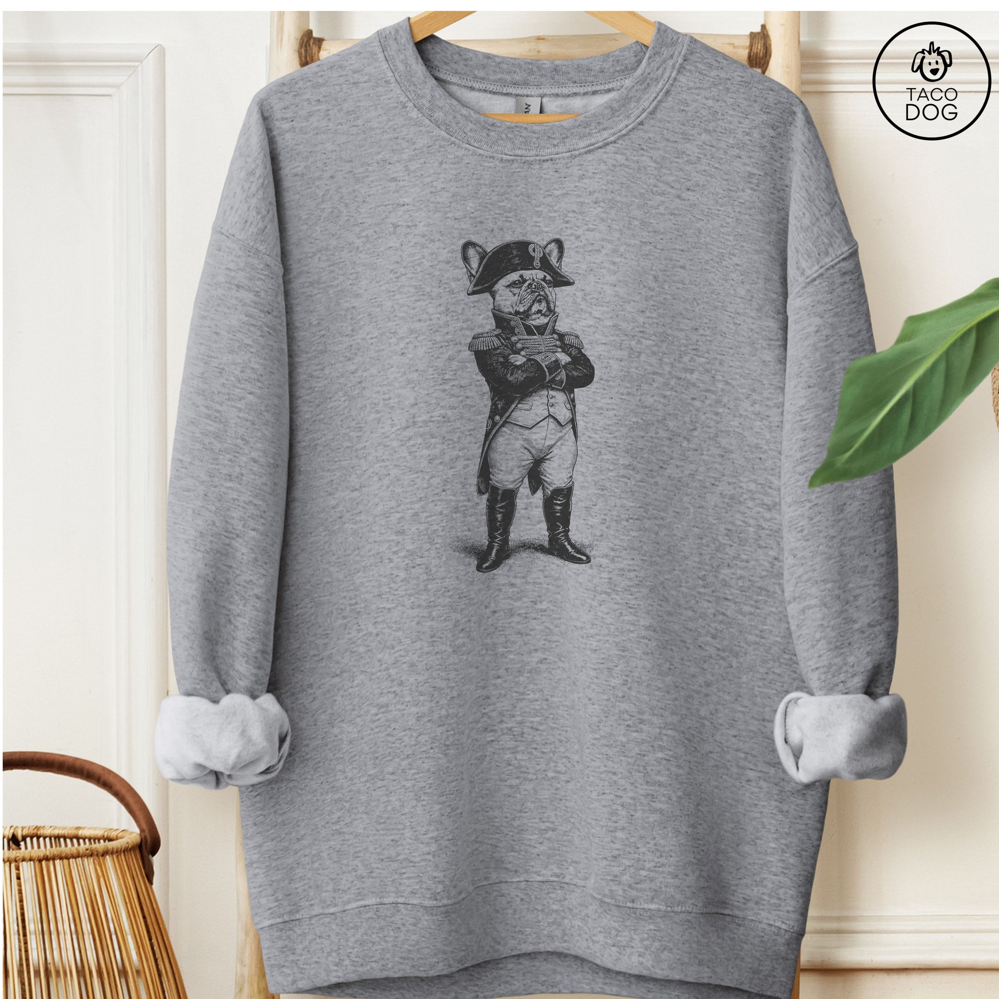 French Bulldog Frenchie Napoleon Sweatshirt Graphite Heather M Taco-Dog