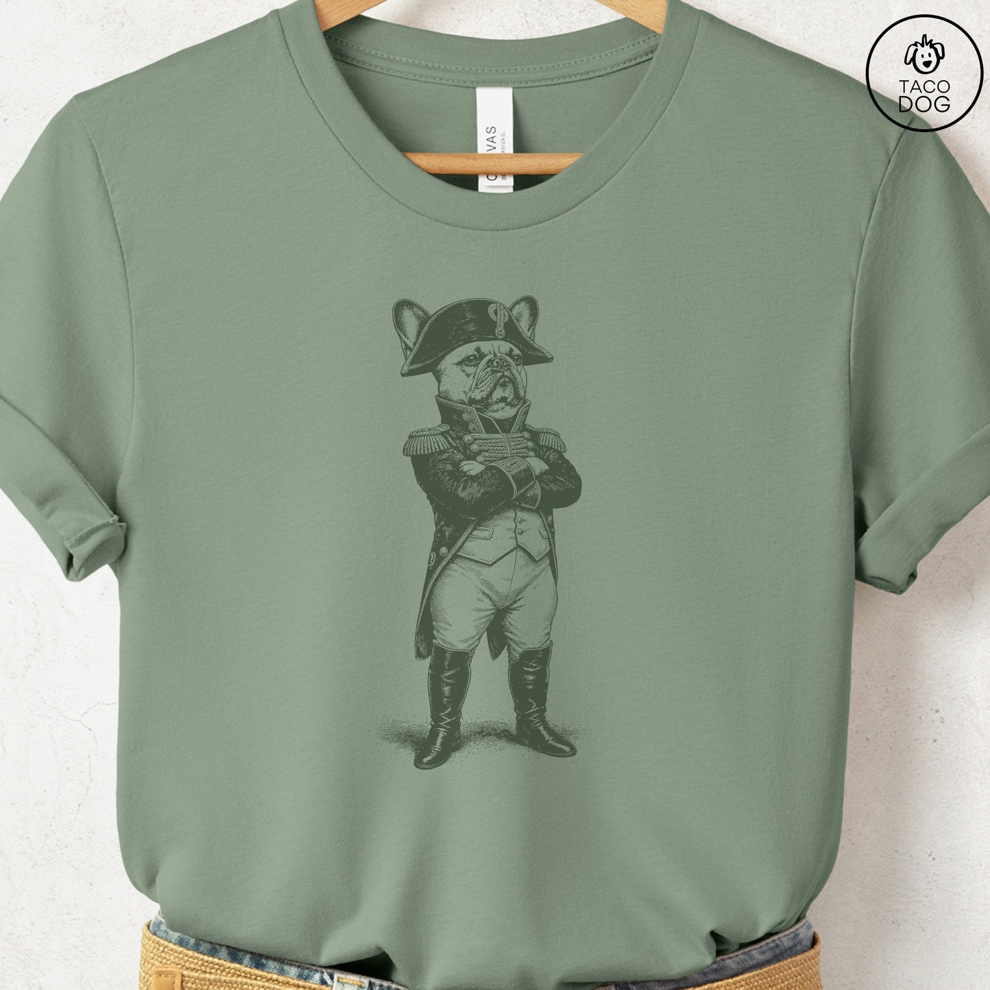 French Bulldog Frenchie Napoleon T-Shirt Sage S Taco-Dog