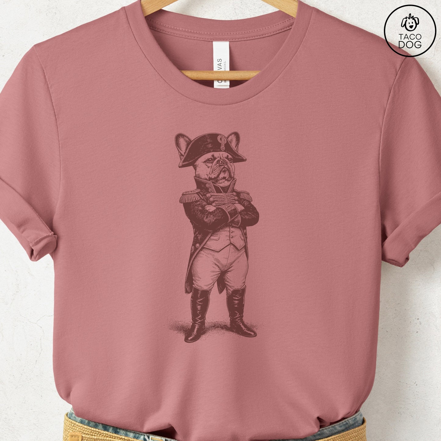 French Bulldog Frenchie Napoleon T-Shirt Heather Mauve S Taco-Dog