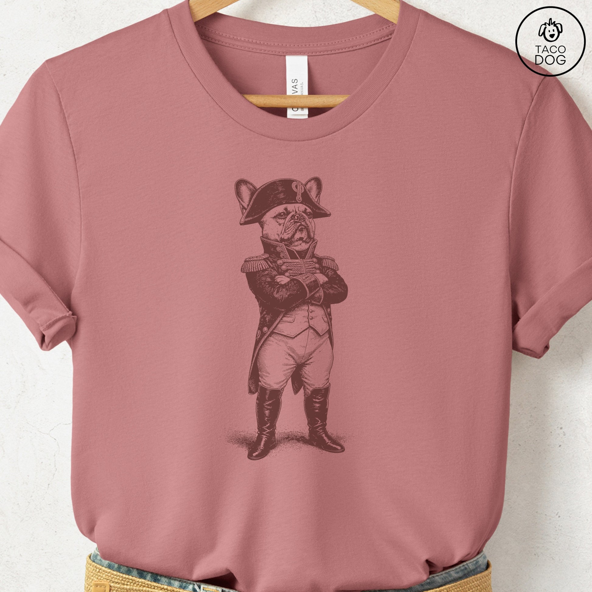 French Bulldog Frenchie Napoleon T-Shirt Heather Mauve S Taco-Dog