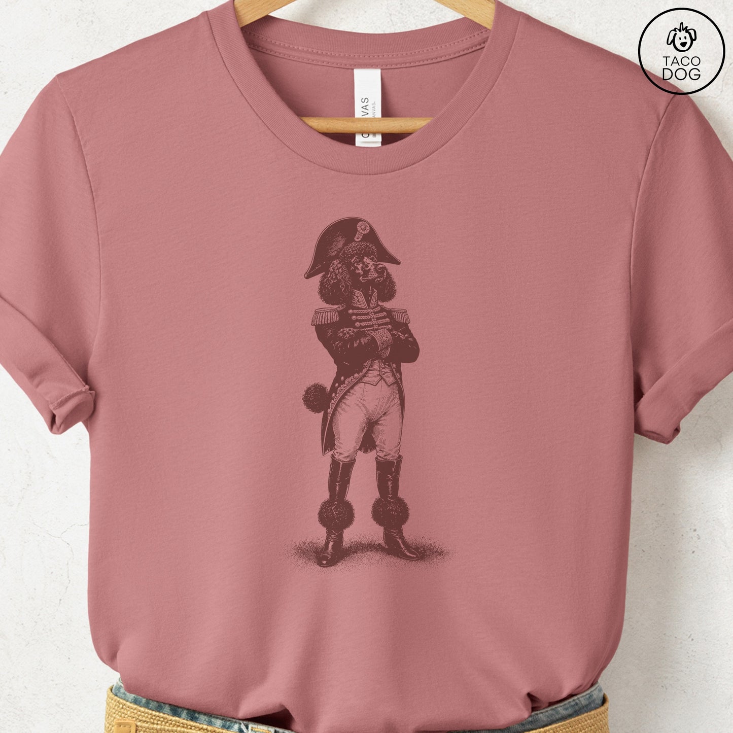 Poodle Napoleon T-Shirt Heather Mauve S Taco-Dog