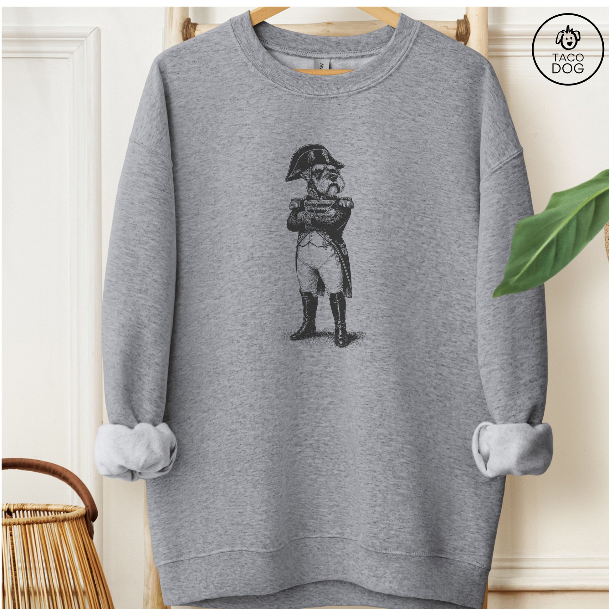 Schnauzer Napoleon Sweatshirt Graphite Heather M Taco-Dog