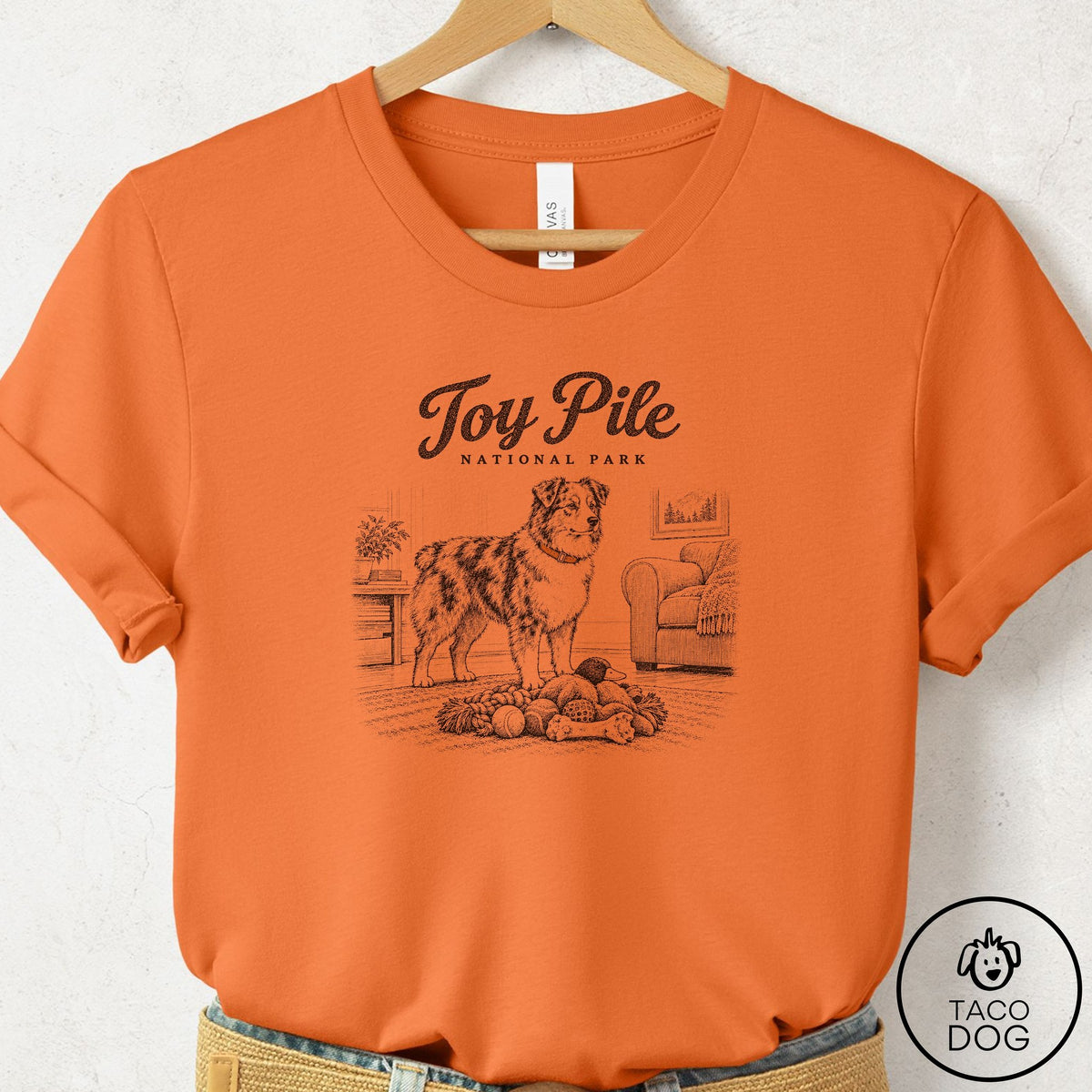 Australian Shepherd National Park T-Shirt Burnt Orange Taco-Dog