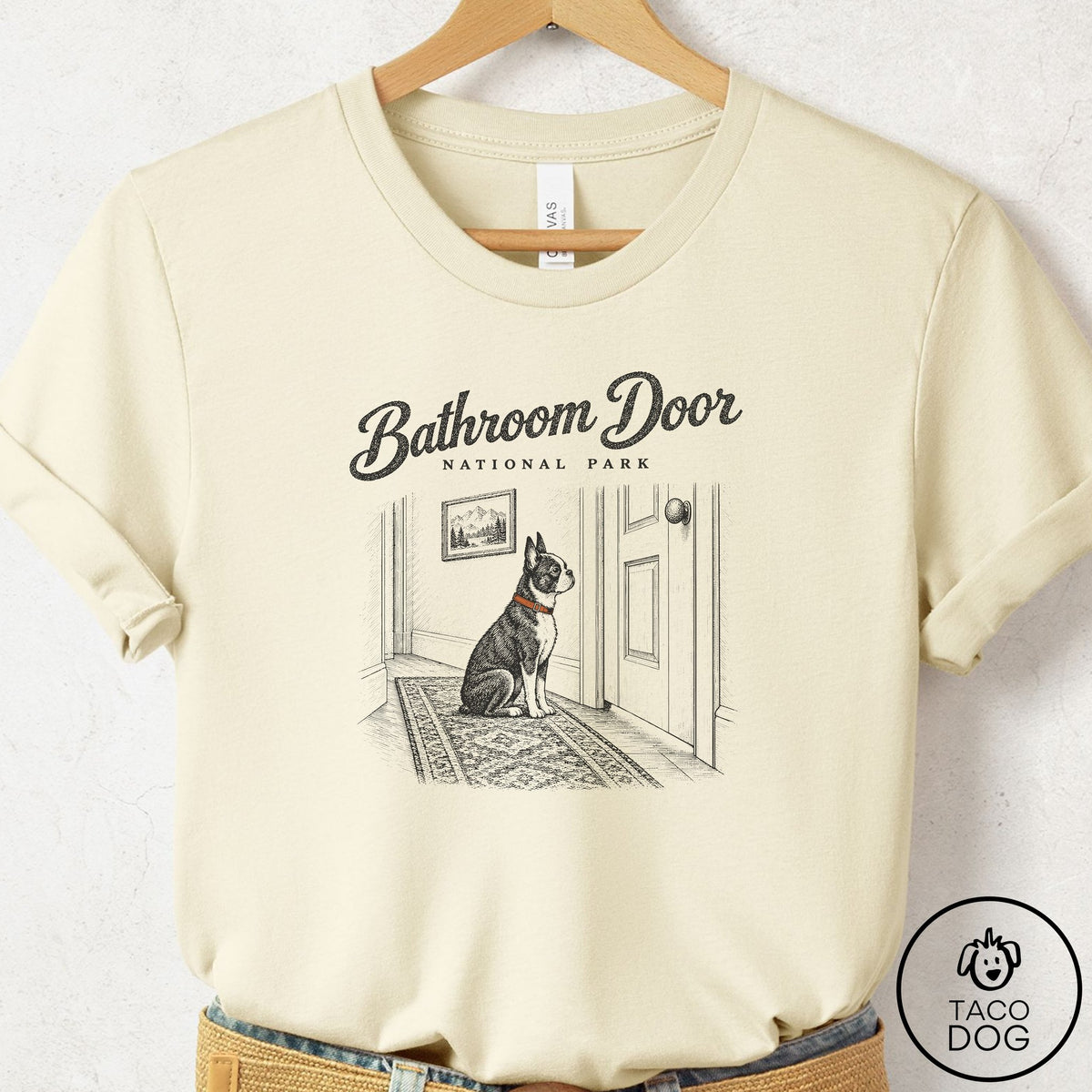 Boston Terrier National Park T-Shirt Natural Taco-Dog