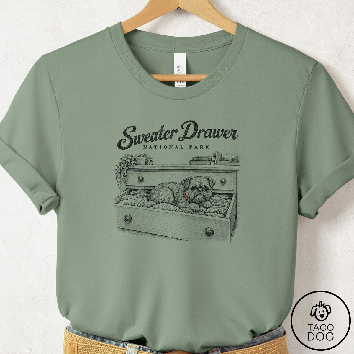 Brussels Griffon National Park T-Shirt Sage Taco-Dog