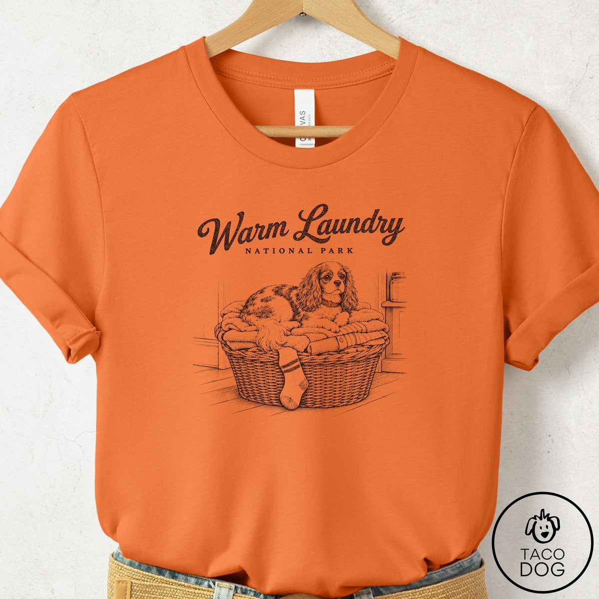 Cavalier King Charles Spaniel National Park T-Shirt Burnt Orange Taco-Dog